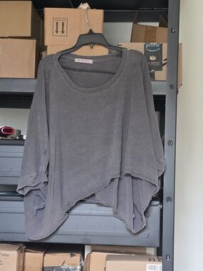 "We The Free" Free People Washed Charcoal Asymmetrical Dolman T-shirt